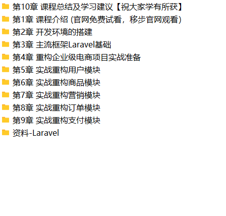 Laravel重构企业级电商项目 从根源解决重构难题，强化职场核心竞争力 | 完结