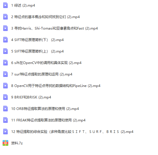 OpenCV特征点提取和运用视频课程 | 完结