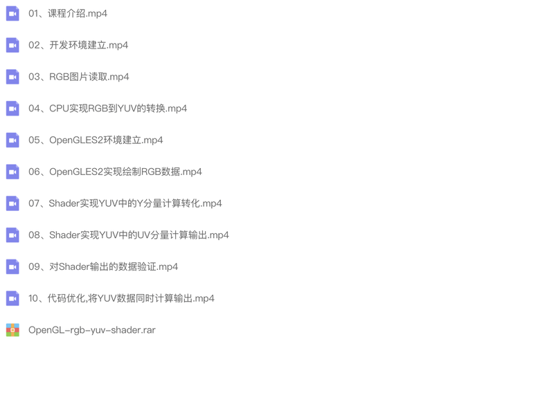 OpenGL-Shader 实现RGB到YUV420加速转换输出视频课程 | 完结
