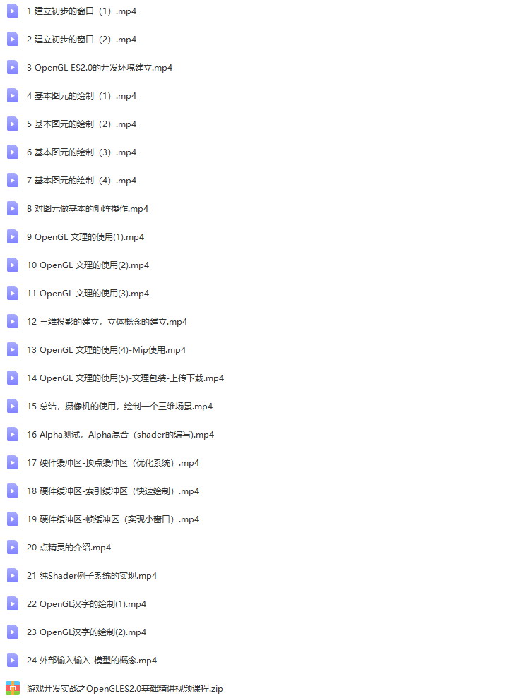游戏开发实战之OpenGL ES 2.0基础精讲视频课程 | 完结
