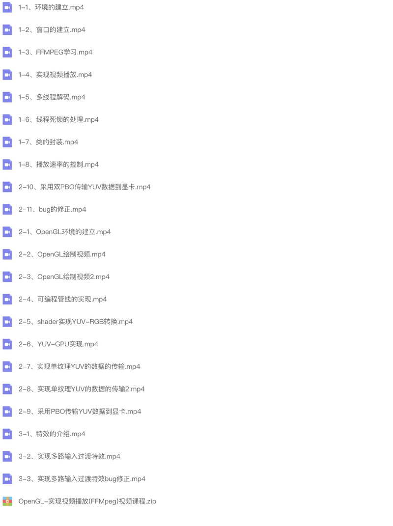 OpenGL-实现视频播放(FFMpeg)视频课程 | 完结