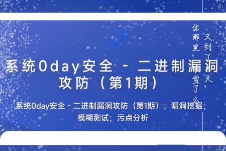 系统0day安全 – 二进制漏洞攻防（第1期）