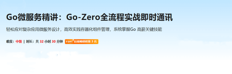 Go微服务精讲：Go-Zero全流程实战即时通讯 | 更新至10章