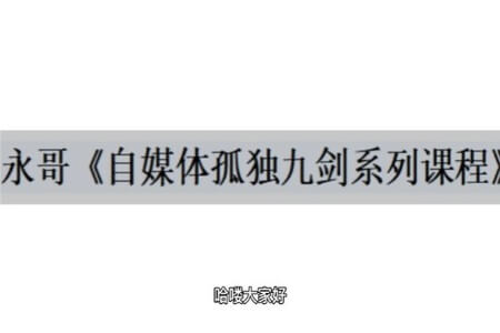 永哥《自媒体孤独九剑系列课程》